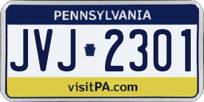 PA license plate JVJ2301