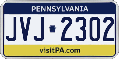 PA license plate JVJ2302