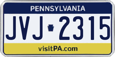 PA license plate JVJ2315