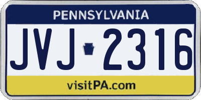 PA license plate JVJ2316