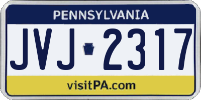 PA license plate JVJ2317