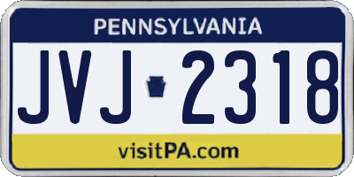 PA license plate JVJ2318