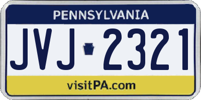 PA license plate JVJ2321