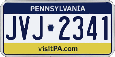 PA license plate JVJ2341