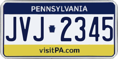 PA license plate JVJ2345