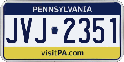 PA license plate JVJ2351