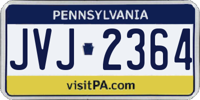 PA license plate JVJ2364