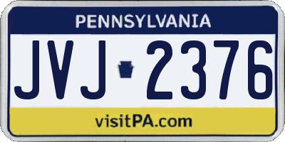 PA license plate JVJ2376