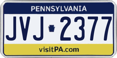 PA license plate JVJ2377