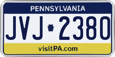 PA license plate JVJ2380