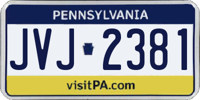PA license plate JVJ2381
