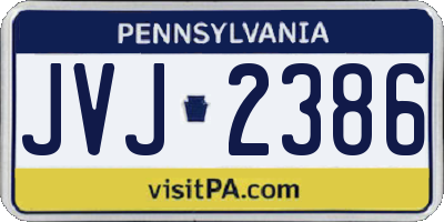 PA license plate JVJ2386