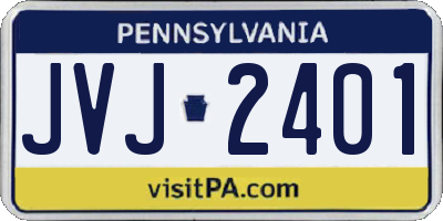 PA license plate JVJ2401
