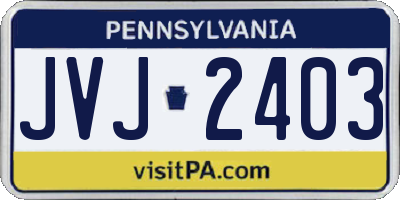 PA license plate JVJ2403
