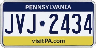 PA license plate JVJ2434