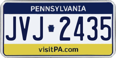 PA license plate JVJ2435
