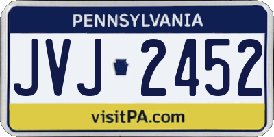 PA license plate JVJ2452