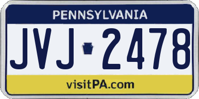 PA license plate JVJ2478