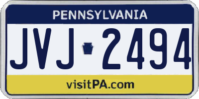 PA license plate JVJ2494
