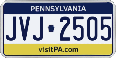 PA license plate JVJ2505