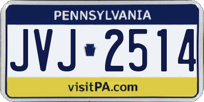 PA license plate JVJ2514