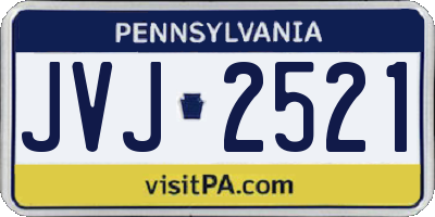 PA license plate JVJ2521