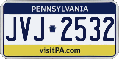 PA license plate JVJ2532