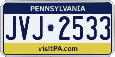 PA license plate JVJ2533