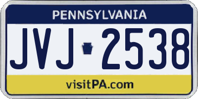 PA license plate JVJ2538