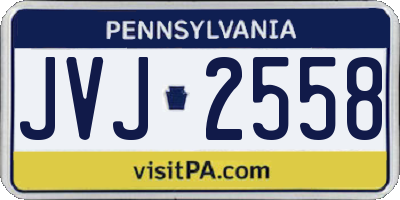 PA license plate JVJ2558