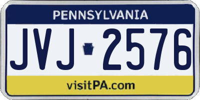 PA license plate JVJ2576
