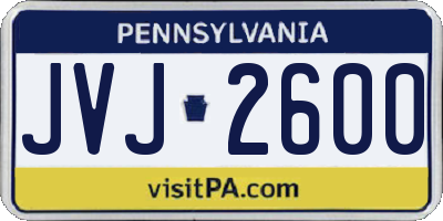 PA license plate JVJ2600