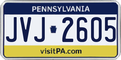 PA license plate JVJ2605