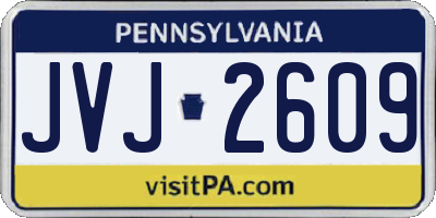PA license plate JVJ2609