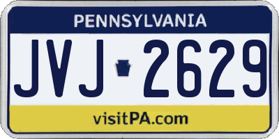 PA license plate JVJ2629