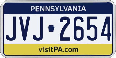 PA license plate JVJ2654