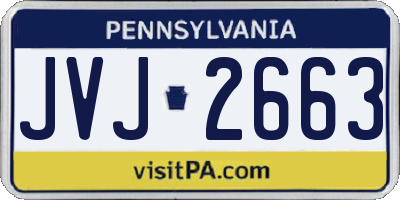 PA license plate JVJ2663