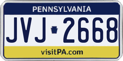PA license plate JVJ2668