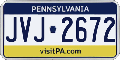 PA license plate JVJ2672