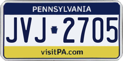 PA license plate JVJ2705