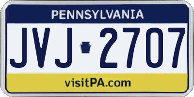 PA license plate JVJ2707