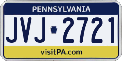 PA license plate JVJ2721