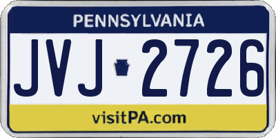 PA license plate JVJ2726