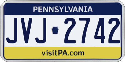 PA license plate JVJ2742