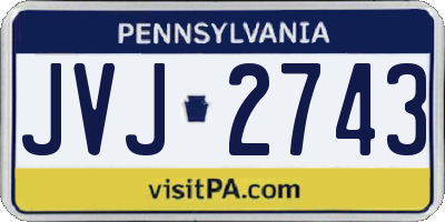 PA license plate JVJ2743