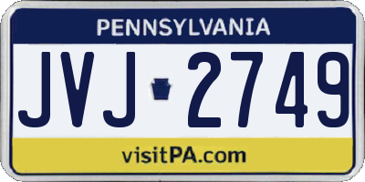 PA license plate JVJ2749