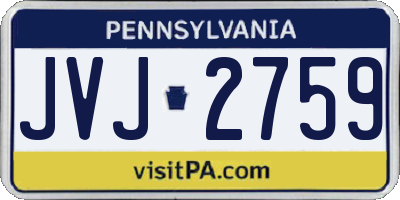PA license plate JVJ2759