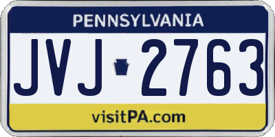 PA license plate JVJ2763