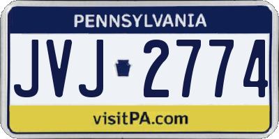 PA license plate JVJ2774