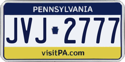 PA license plate JVJ2777